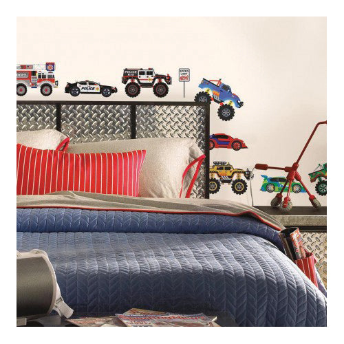 RoomMates SPD0004SCS Trucks and Transportation Wall Decal, 18 in L, 10 in W, Multi-Color