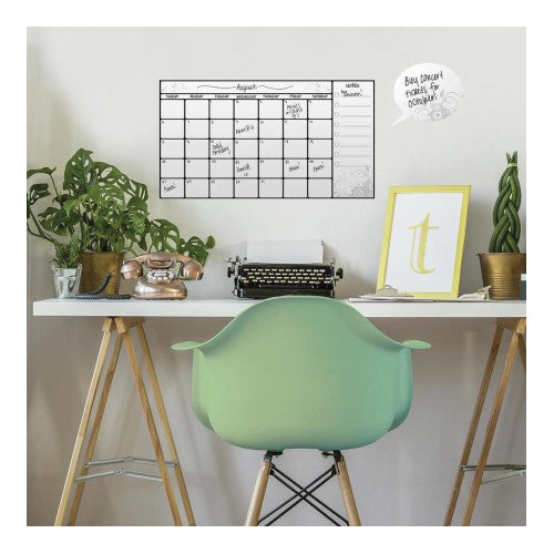 RoomMates Back to School RMK1556SCS Dry Erase Calendar Wall Decal, 18 in L, 10 in W, White