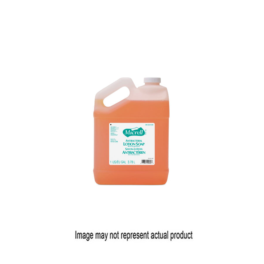 GOJO MICRELL GJ-9755-04 Antibacterial Lotion Soap, Liquid, Amber/Clear, Citrus, 1 gal Bottle