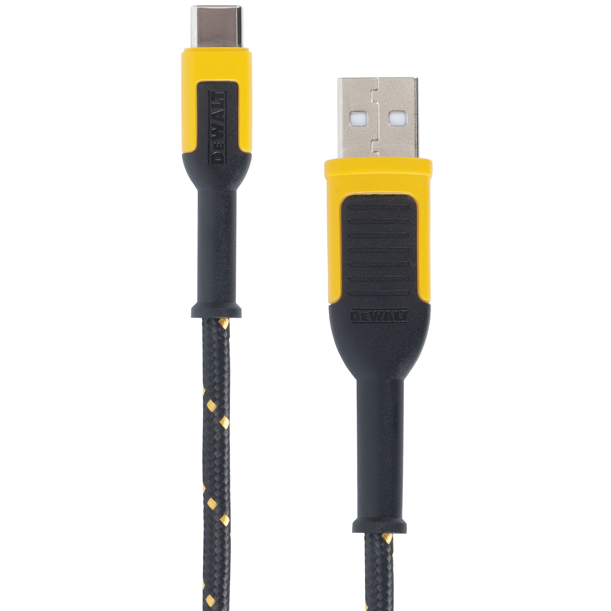 DeWALT 131 1361 DW2 Charger Cable, USB, USB-C, Kevlar Fiber Sheath, Black/Yellow Sheath, 4 ft L