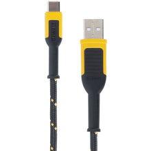 Load image into Gallery viewer, DeWALT 131 1349 DW2 Charger Cable, USB, USB-C, Kevlar Fiber Sheath, Black/Yellow Sheath, 10 ft L
