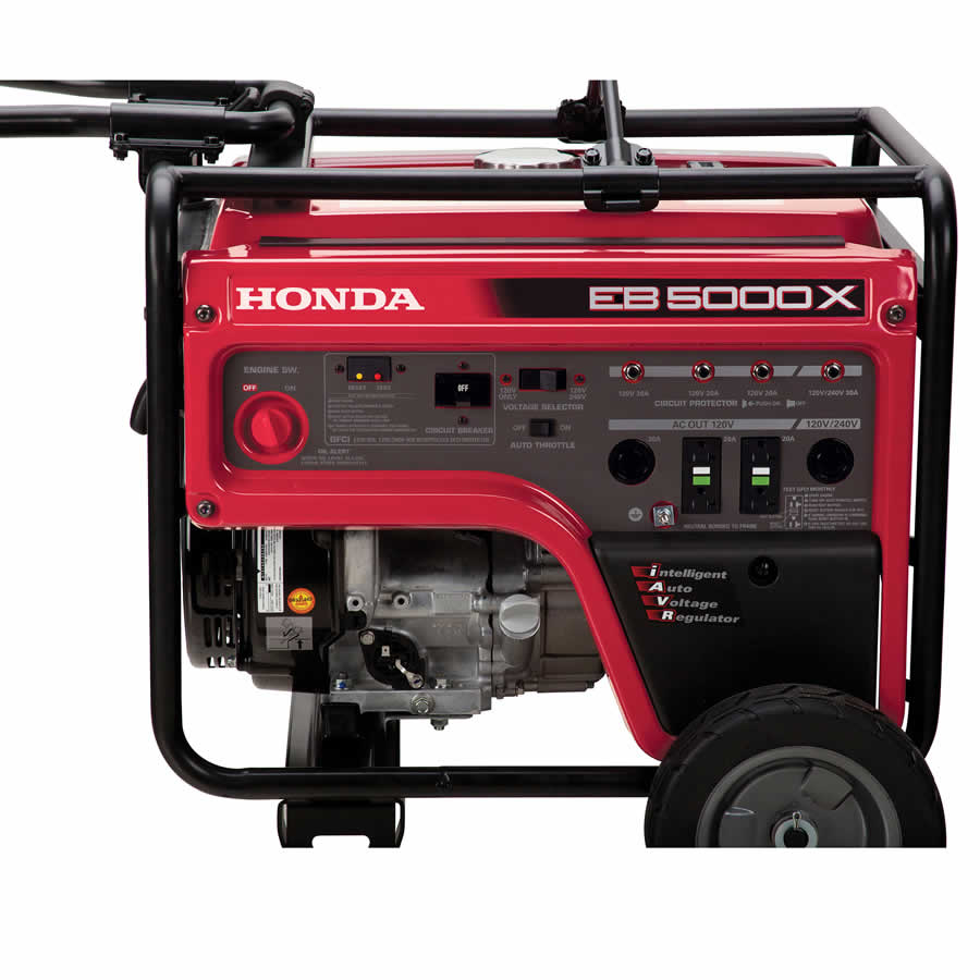 Honda EB EB5000XK3AT1 Portable Generator, 37.5/18.8 A, 120/240 V, Gasoline, 6.2 gal Tank, 8.1 hr Run Time