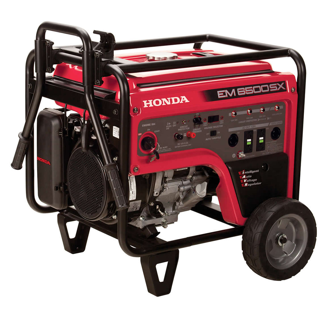 Honda EM EM6500SX21 Portable Generator, 45.8/22.9 A, 120/240 V, Gasoline, 6.2 gal Tank, 6.9 hr Run Time