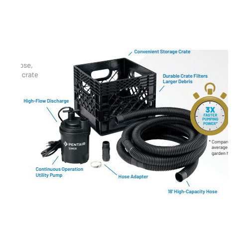 Simer FLOW 'N STOW 2326RP Utility Pump Kit, 0.25 hp, 1 in Outlet, 1800 gph