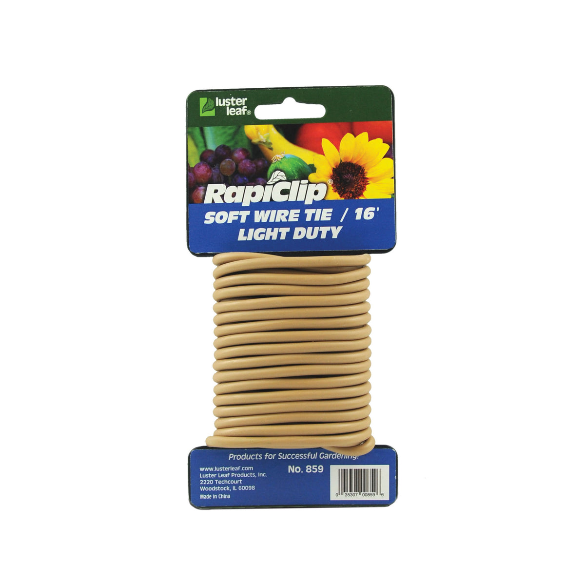 luster leaf 859 Soft Wire Tie, 16 ft L, Rubber, Brown