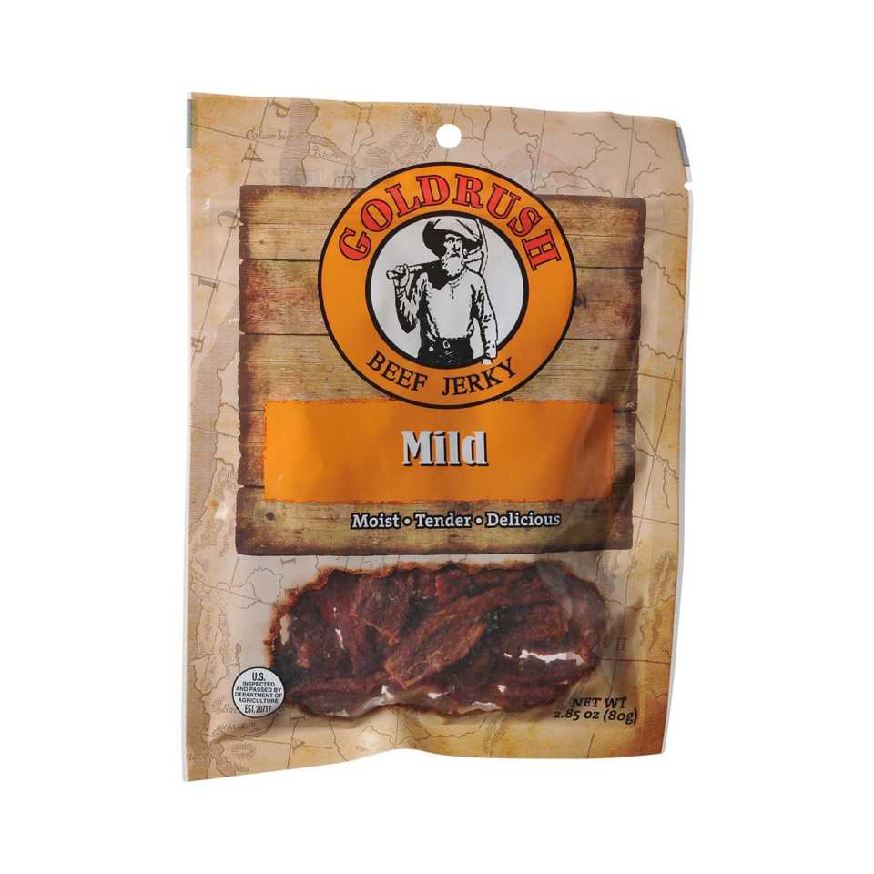 GOLDRUSH 72124 Beef Jerky, Mild Flavor, 2.85 oz Pack