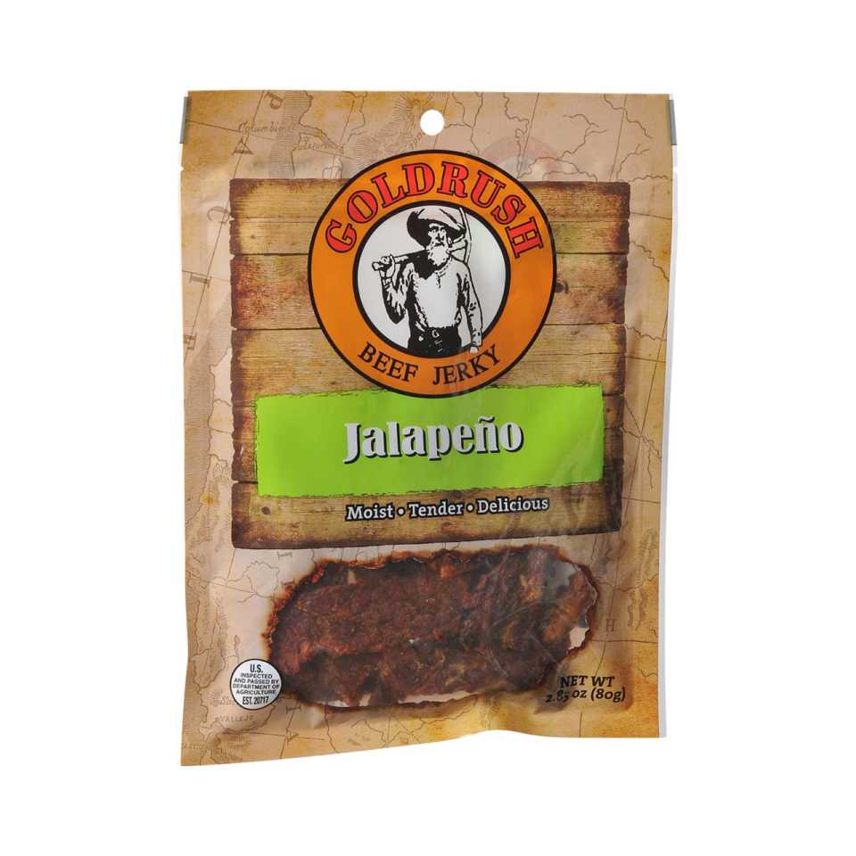 GOLDRUSH 72129 Beef Jerky, Jalapeno Flavor, 2.85 oz Pack