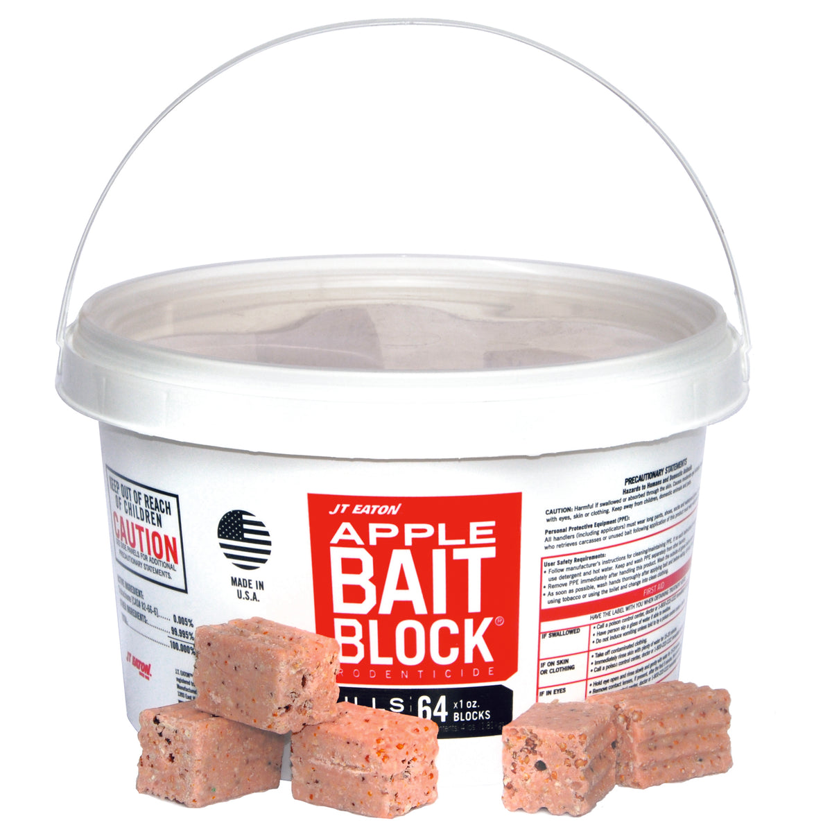 J.T. EATON 704AP Bait Block Rat and Mouse Poison, 4 lb Pail