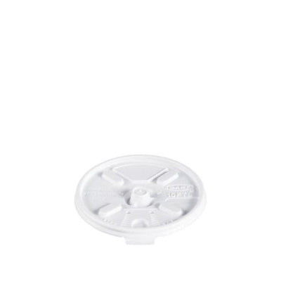 DART 10FTL Lift 'n Lock Lid, Polystyrene, White, For: Dart Foam Cups, Containers