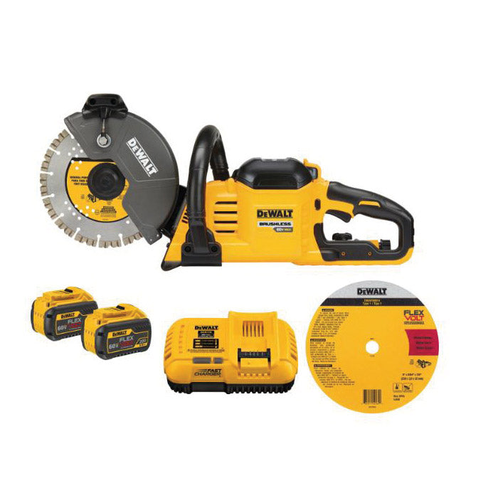 DeWALT DCS690X2 Cut-Off Saw, Battery Included, 60 V, 9 Ah, 9 in Dia Blade, 6600 rpm Speed