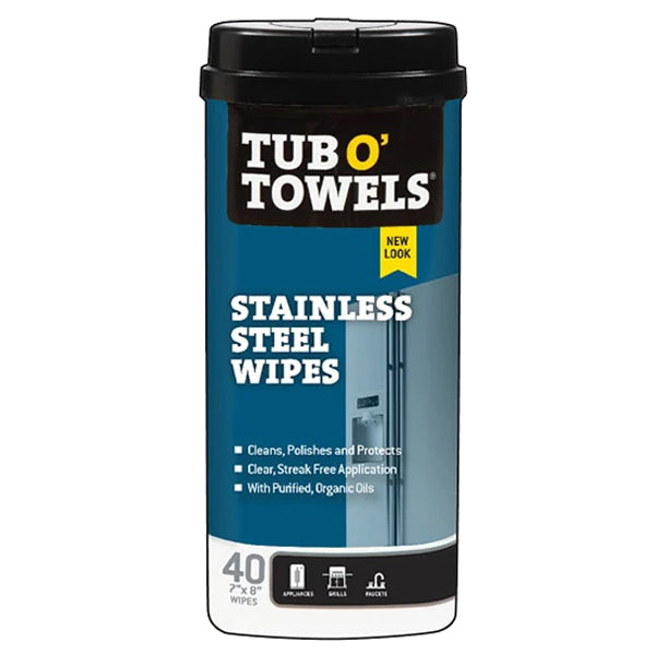 Tub O'Towels TW40-SS Stainless Steel Wipes, 8 in L, 7 in W, 1-Ply, Floral, Polypropylene