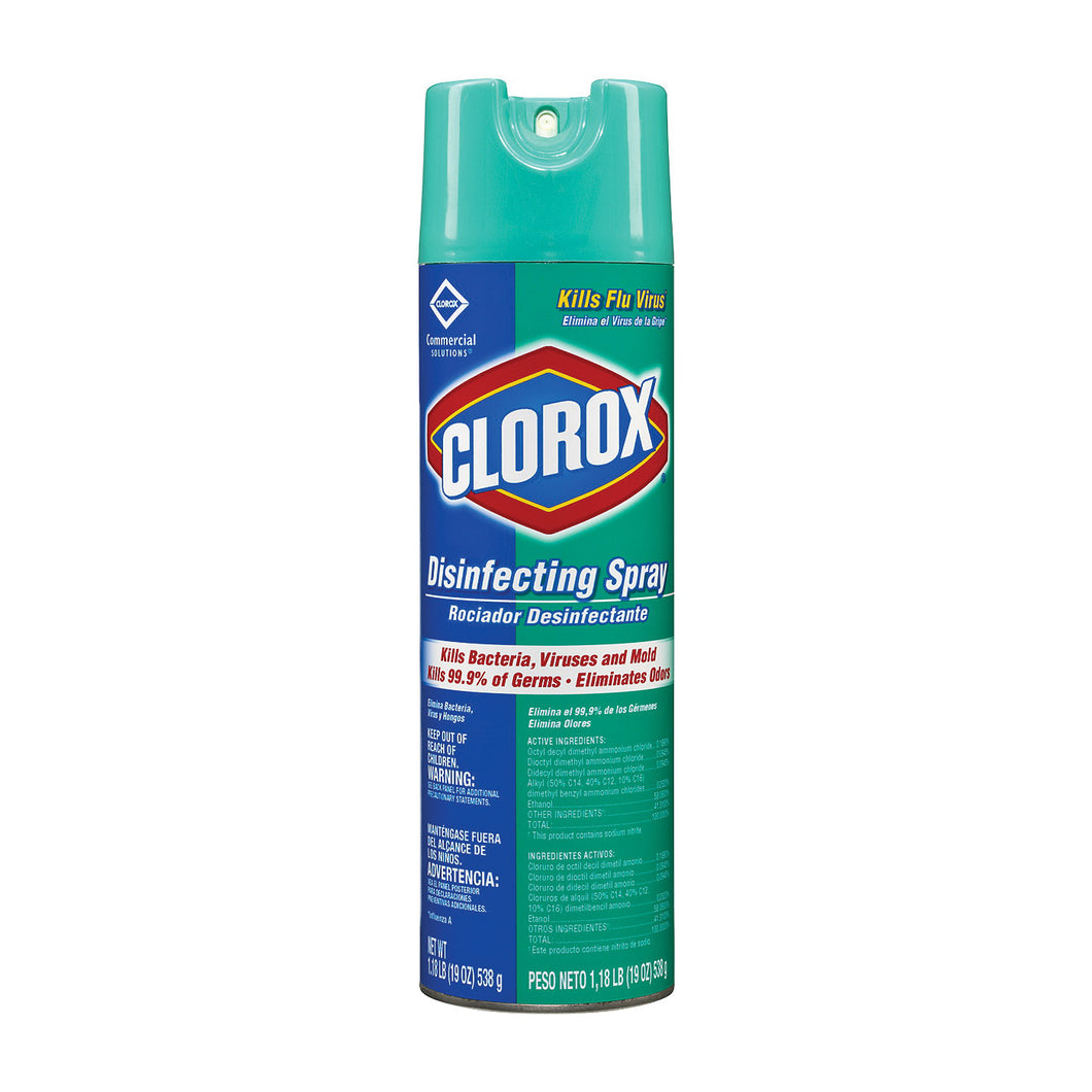 Clorox CP-38504 12/CS Disinfecting Spray, 19 fl-oz, Liquid, Green, Fresh, Fruity