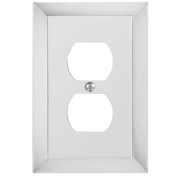 AmerTac 61DCH Receptacle Wallplate, 5 in L, 3-1/2 in W, 1 -Gang, Metal, Chrome