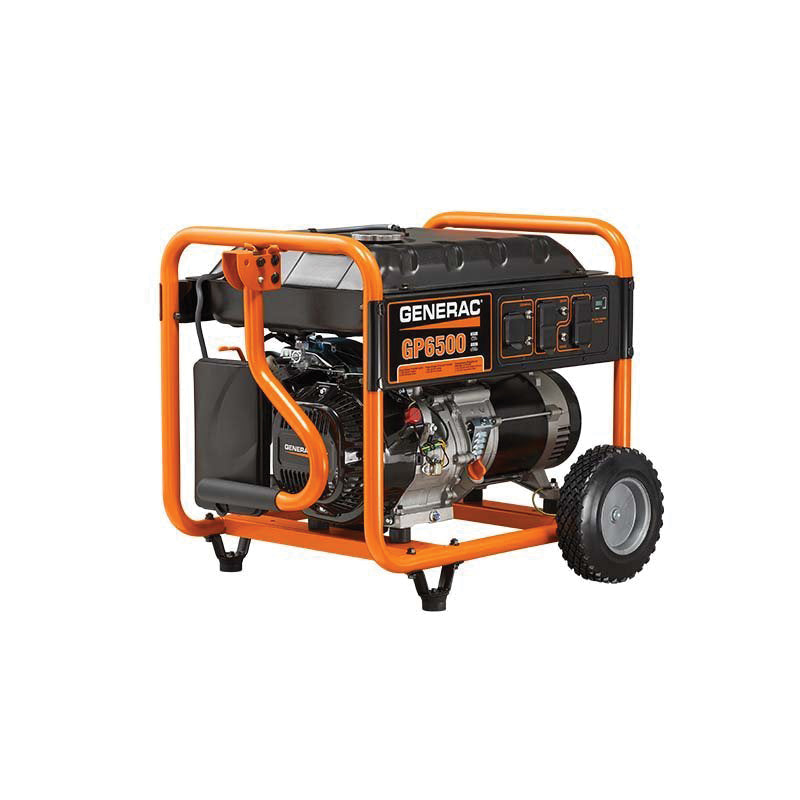 GENERAC GP 5940 Portable Generator, 67.8/33.9 A, 120/240 VAC, 8125 W Output, Gasoline, 7.2 gal Tank, Pull Start