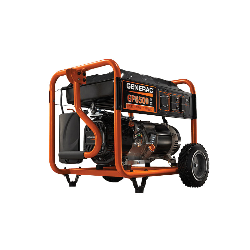 GENERAC GP 5940 Portable Generator, 67.8/33.9 A, 120/240 VAC, 8125 W Output, Gasoline, 7.2 gal Tank, Pull Start