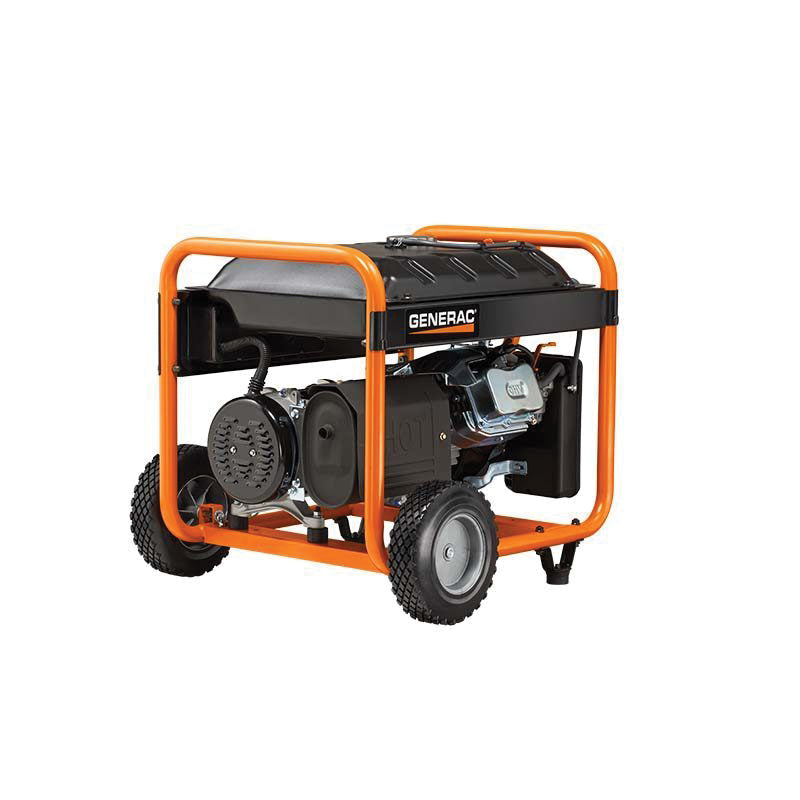 GENERAC GP 5940 Portable Generator, 67.8/33.9 A, 120/240 VAC, 8125 W Output, Gasoline, 7.2 gal Tank, Pull Start