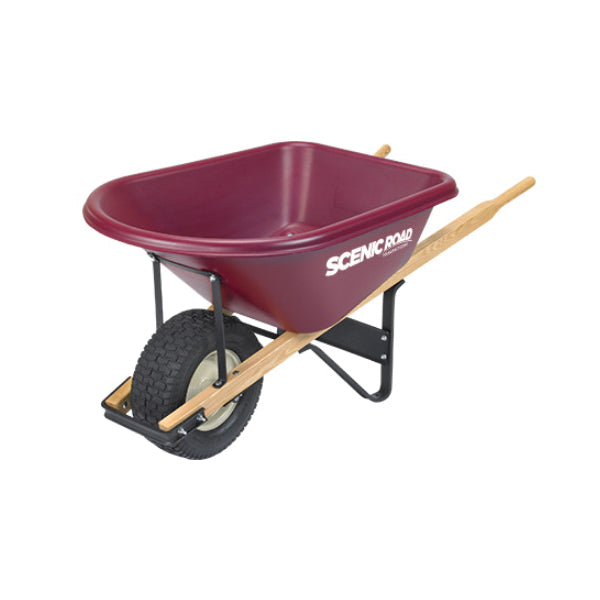 SCENIC ROAD Manufacturing R82 M61T Wheelbarrow, 6 cu-ft Volume, Polyethylene, 1-Wheel, 16 in Wheel