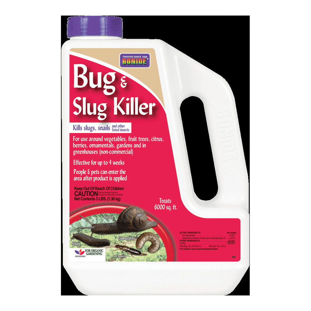 Bonide GARDEN NATURALS B70 909 Bug and Slug Killer, Solid, Spreader Application, Outdoor, 3 lb Jug