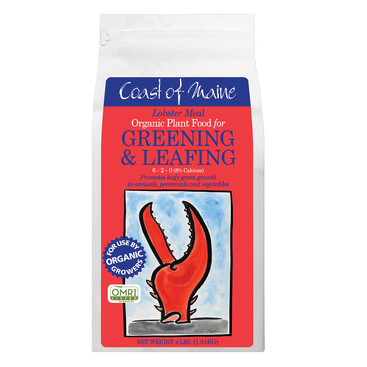 Coast of Maine C58 LM4 Plant Food, 4 lb, 6-2-0 N-P-K Ratio