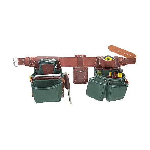 Occidental Leather 8080DB XL Framer Tool Belt Set, 40 to 44 in Waist, Leather/Nylon, Brown/Green, 21-Pocket