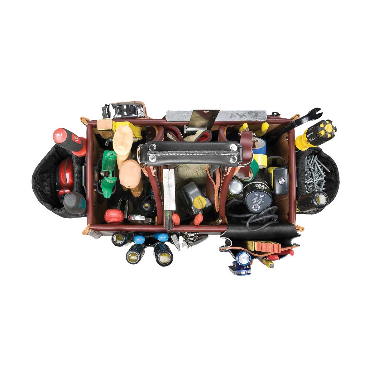 Occidental Leather Stronghold Series 5588 Master Carpenter&#39;s Case, 15-1/2 in W, 8-1/2 in D, 8 in H, 45-Pocket, Leather