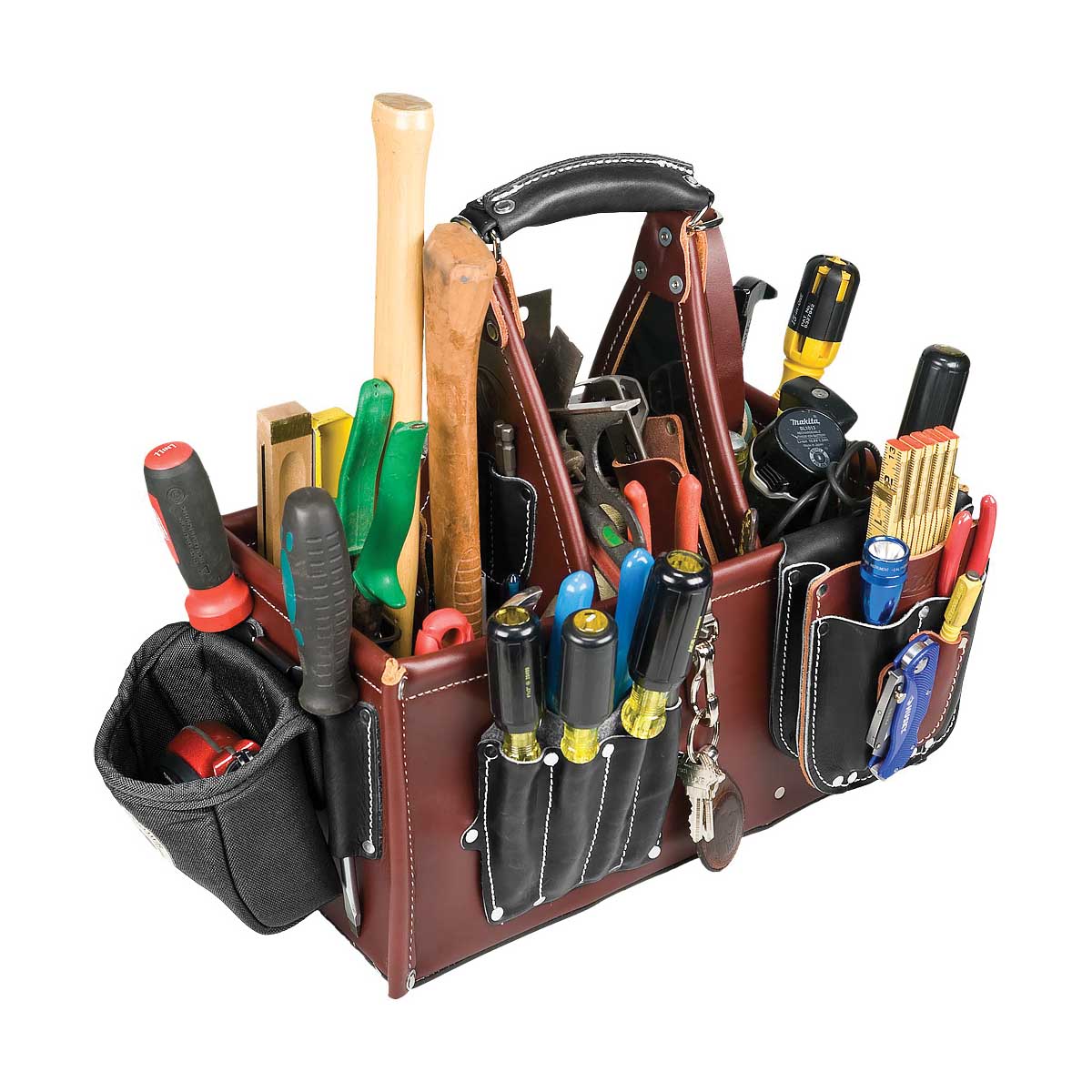 Occidental Leather Stronghold Series 5588 Master Carpenter&#39;s Case, 15-1/2 in W, 8-1/2 in D, 8 in H, 45-Pocket, Leather