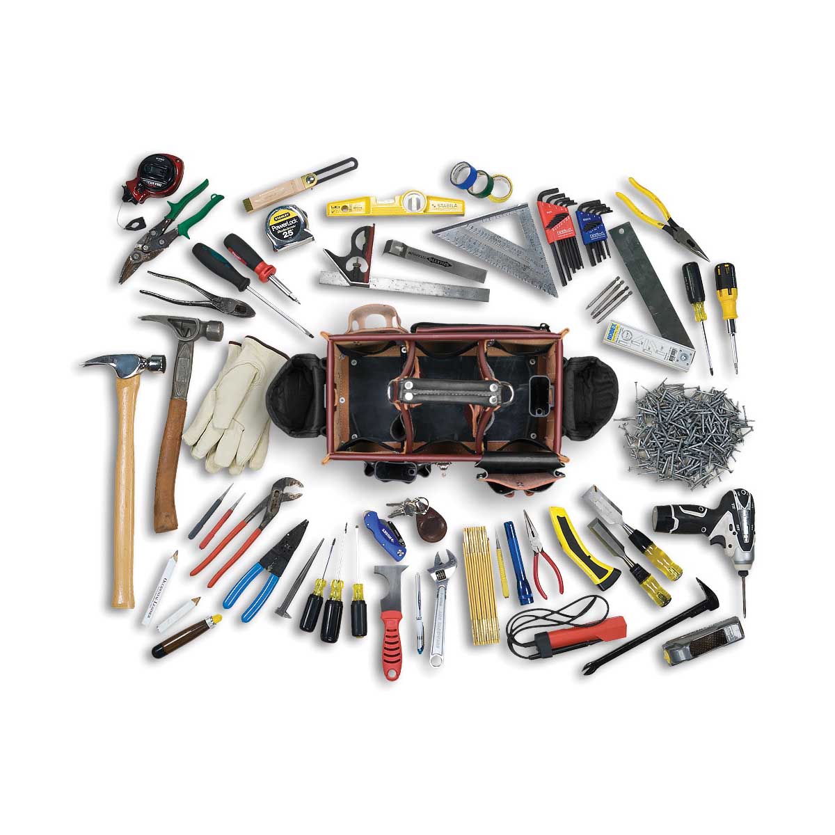 Occidental Leather Stronghold Series 5588 Master Carpenter's Case, 15-1/2 in W, 8-1/2 in D, 8 in H, 45-Pocket, Leather