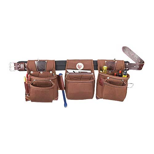 Occidental Leather 8385 LG Tool Belt Set, 36 to 39 in Waist, Leather/Nylon, Black/Brown, 20-Pocket