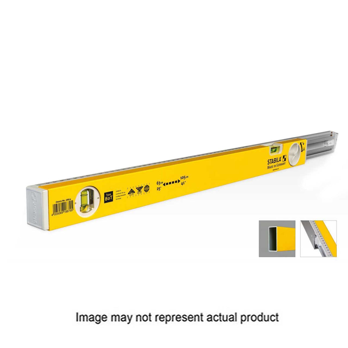 Stabila 29459 Extendable Level, 36 in L, 2-Vial, Aluminum, Yellow/White