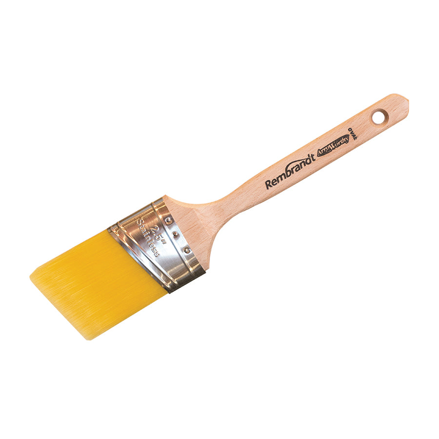 Arroworthy Rembrandt 6420 Angular Sash Brush, 2-1/2 in W, Semi-Oval Brush, 2-7/8 in L Bristle, Polyester Bristle