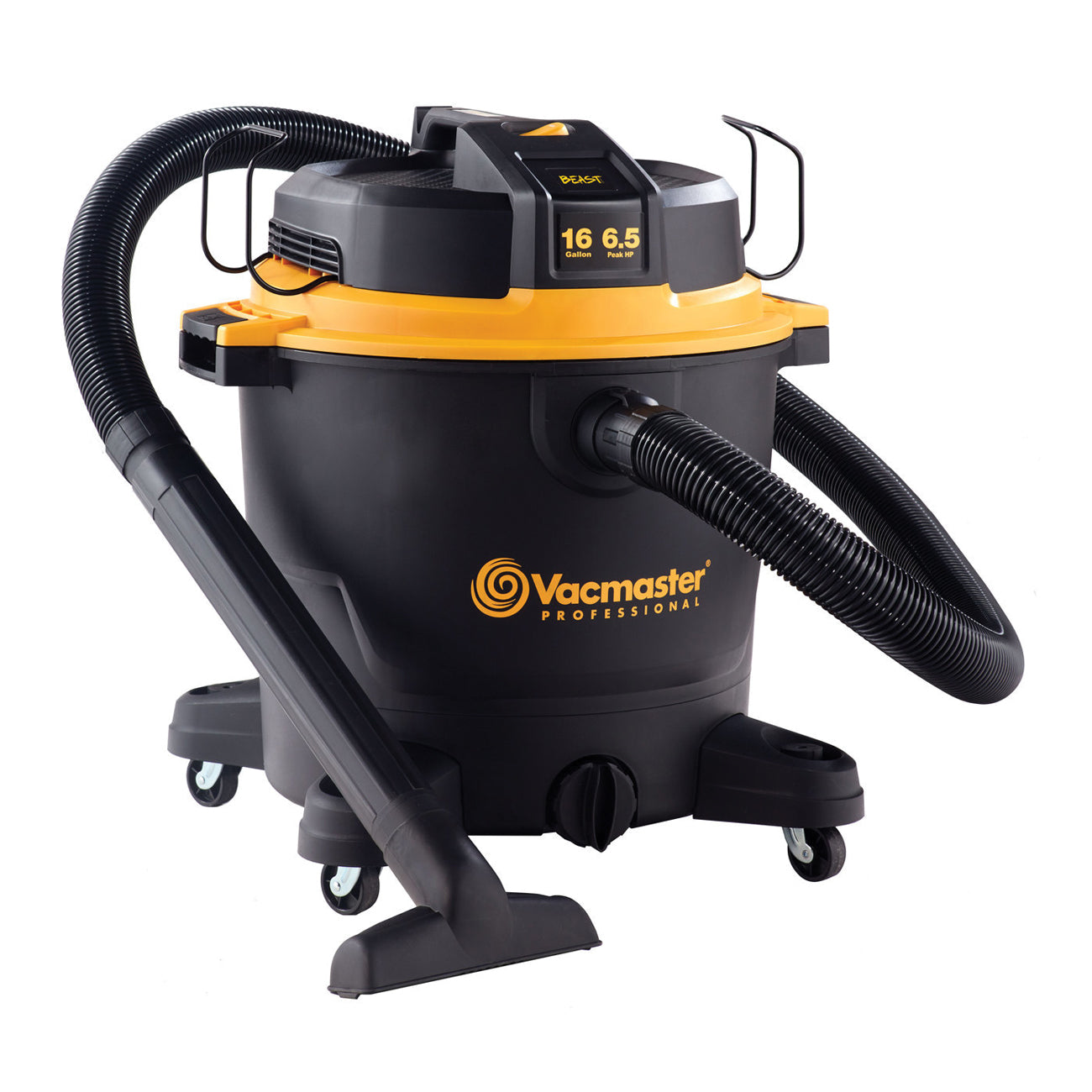 Vacmaster Professional Beast VJH1612PF 0201 Wet and Dry Vacuum, 16 gal Vacuum, 120 V, Black/Yellow Housing