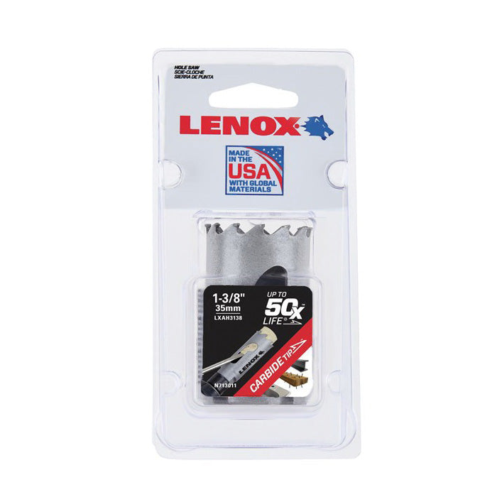 Lenox Speed Slot LXAH3138 Hole Saw, 1-3/8 in Dia, Carbide Cutting Edge