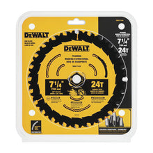 Load image into Gallery viewer, DeWALT DWA171424 Circular Saw Blade, 7-1/4 in Dia, 5/8 in Arbor, 24-Teeth, Applicable Materials: Wood

