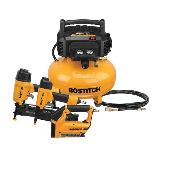 Bostitch BTFP3KIT Compressor Combo Kit, 6 gal Tank, 0.8 hp, 120 V, 150 psi Pressure, 1-Stage, 3.7 scfm Air