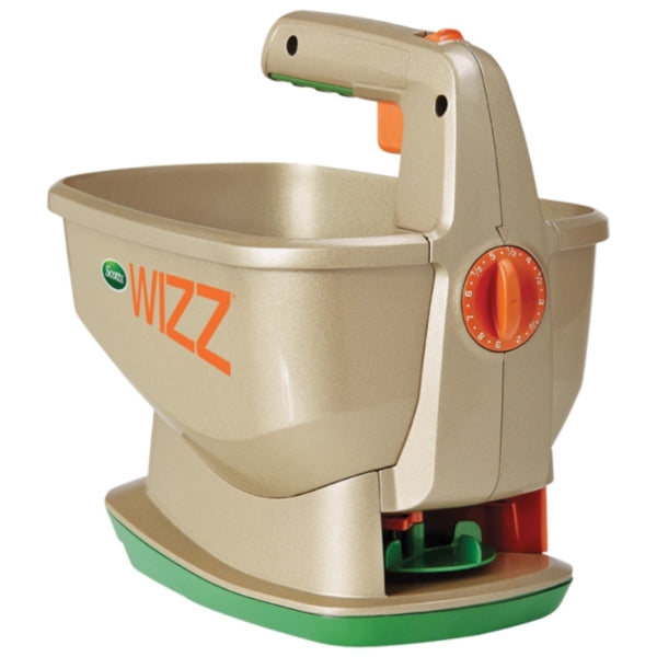 Scotts Wizz 71131 Spreader, 4AA Battery, 6.25 lb Capacity, 2500 sq-ft Coverage Area, 5 ft W Spread, Plastic