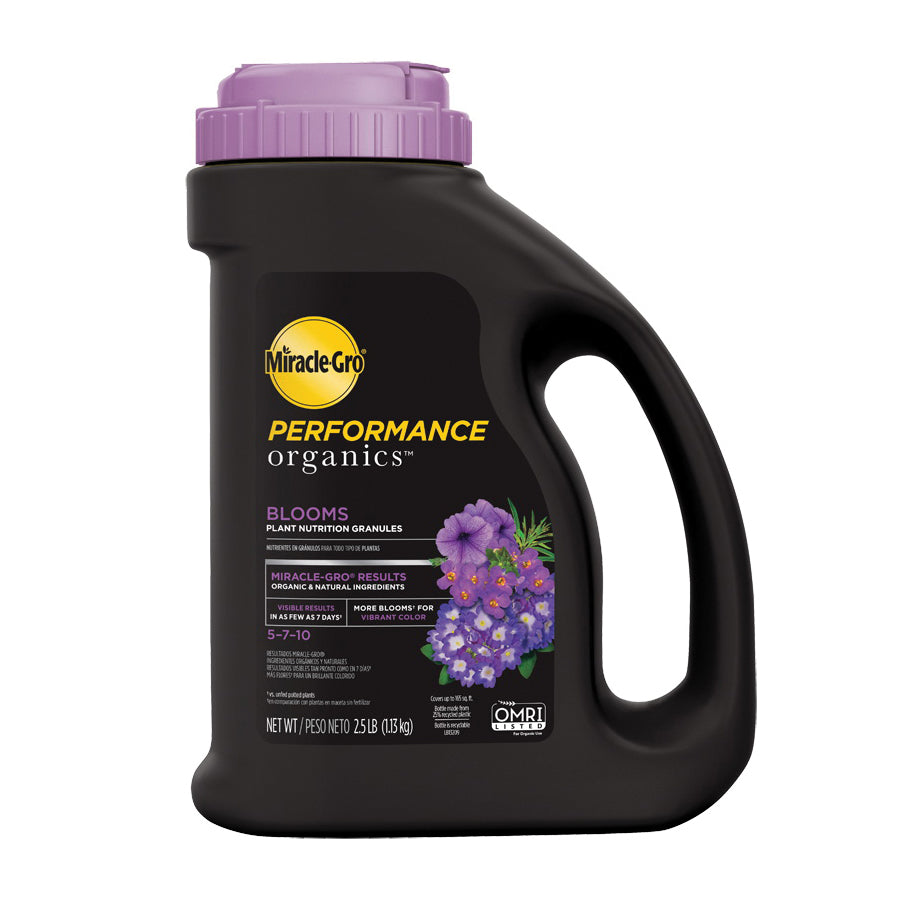 Miracle-Gro Performance Organics 3005710 Plant Food, 2.5 lb Jug, Solid, 5-7-10 N-P-K Ratio