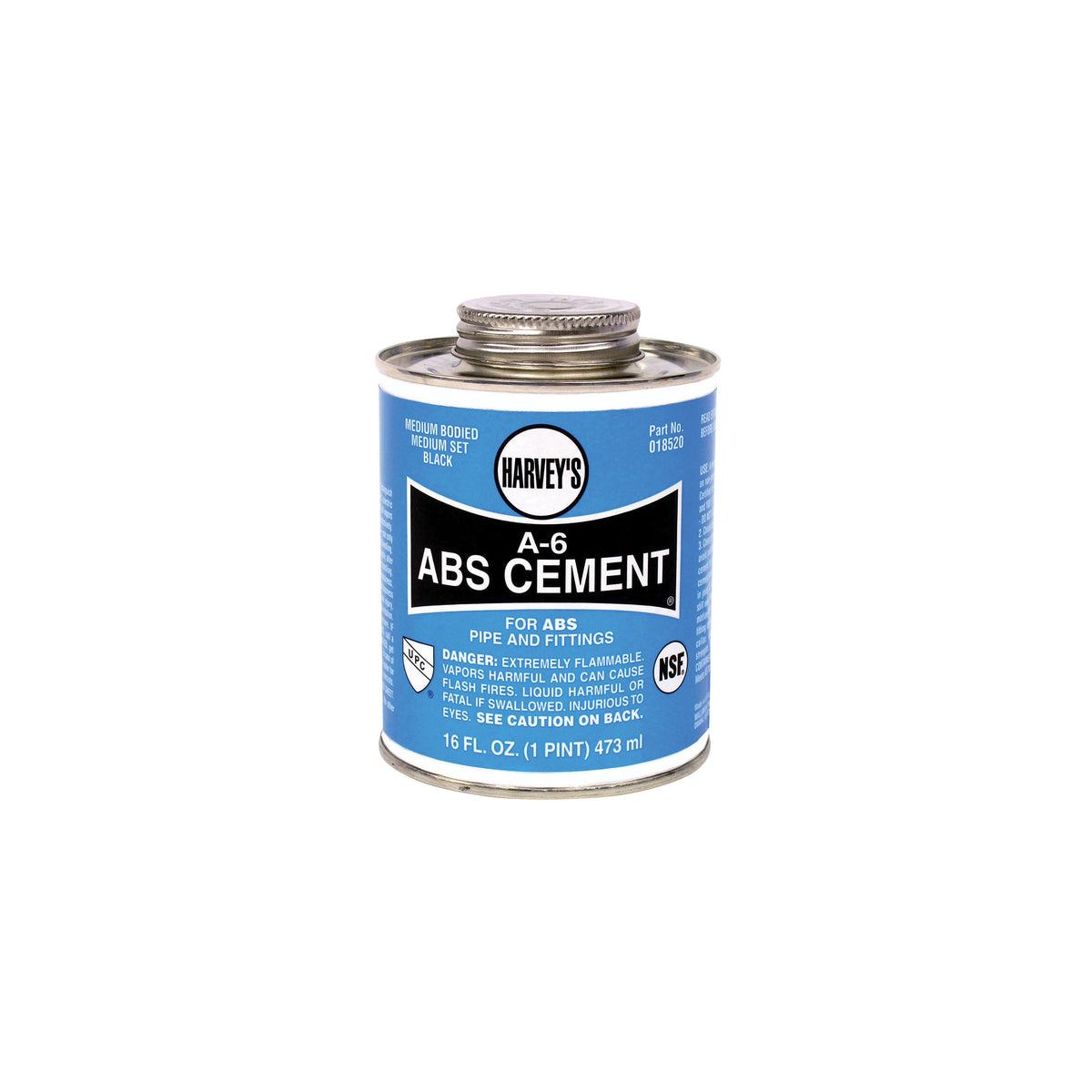 Harvey A-6 Series 018520-12 Solvent Cement, Opaque Liquid, Black, 16 oz Can