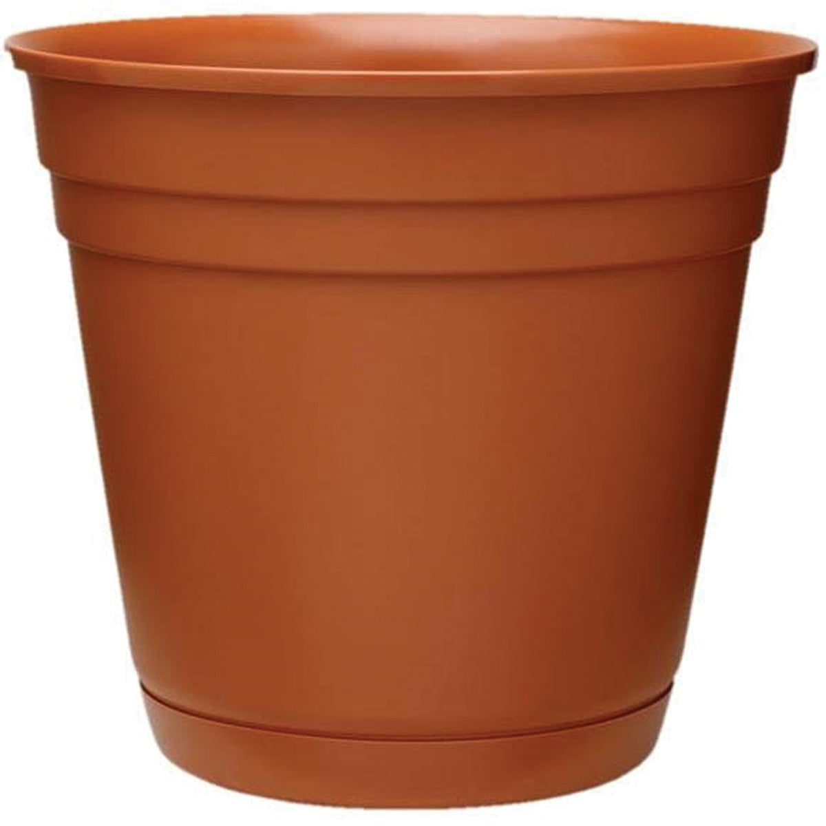 Southern Patio RN1207TC Riverland Planter with Saucer, 12 in Dia, Round, Poly Resin, Terra Cotta, Matte