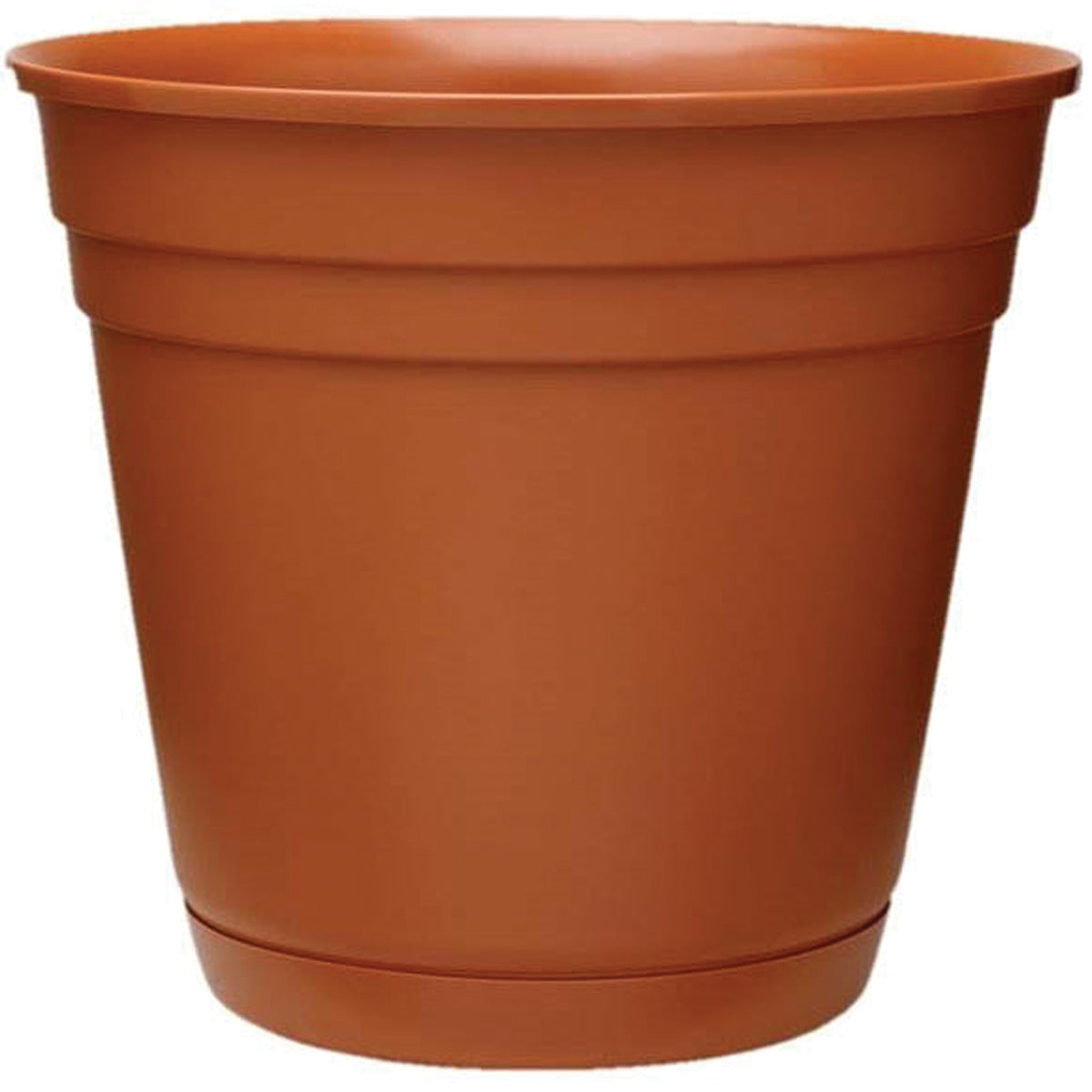 Southern Patio RN0812TC Riverland Planter with Saucer, 8 in Dia, Round, Poly Resin, Terra Cotta, Matte