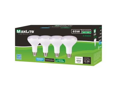MaxLite 8BR30D50/4P/WS LED Bulb, Flood/Spotlight, BR30 Lamp, 65 W Equivalent, E26 Lamp Base, Dimmable, 5000 K Color Temp