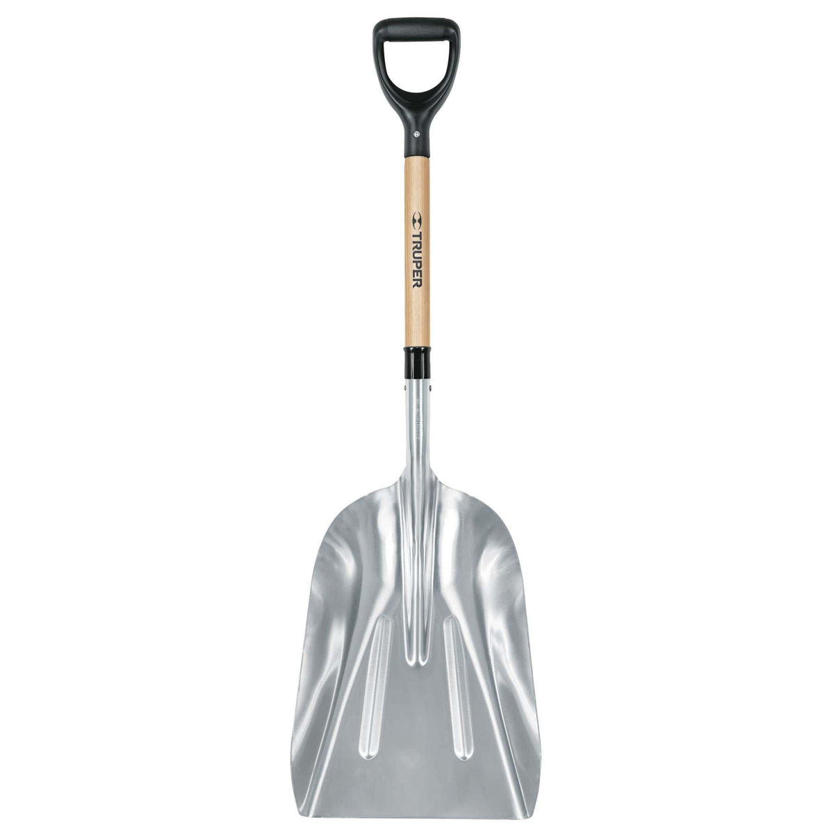 TRUPER PALY-12L Scoop Shovel, 13-1/4 in W Blade, 24-3/4 in L Blade, 14 ga Gauge, Aluminum Blade, Wood Handle, 45 in OAL