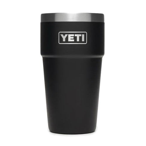 YETI Rambler Series 21071300241 Stackable Pint Tumbler, 16 oz Capacity, Stainless Steel, Black, Insulated