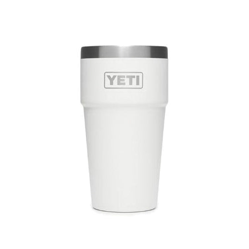 YETI Rambler Series 21071300245 Stackable Pint Tumbler, 16 oz Capacity, Stainless Steel, White, Insulated