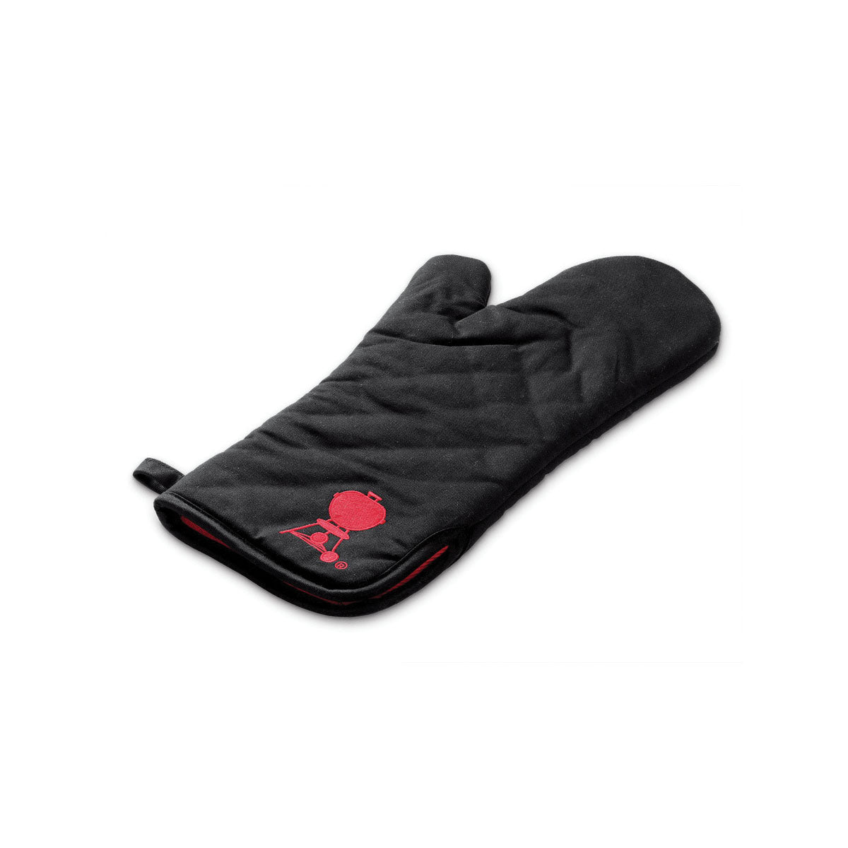 Weber 6472 BBQ Barbecue Mitt, Foldable Cuff, Cotton, Black/Red