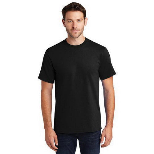PORT &amp; COMPANY Essential Series PC61B2XXL T-Shirt, 2XL, Cotton, Jet Black, Rib-Knit Collar, Short Sleeve