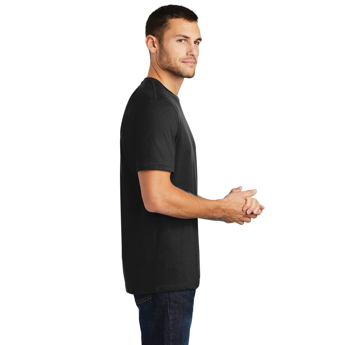 DISTRICT Perfect Weight Series DT104B1M T-Shirt, M, Cotton, Jet Black, Rib-Knit Collar, Short Sleeve