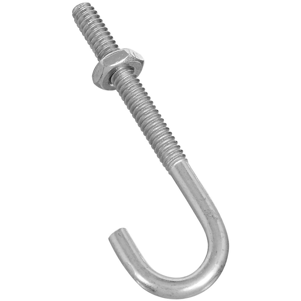 National Hardware N232-876 J-Bolt, 3/16 in Thread, 1-1/2 in L Thread, 2-1/2 in L, 40 lb Working Load, Steel, Zinc