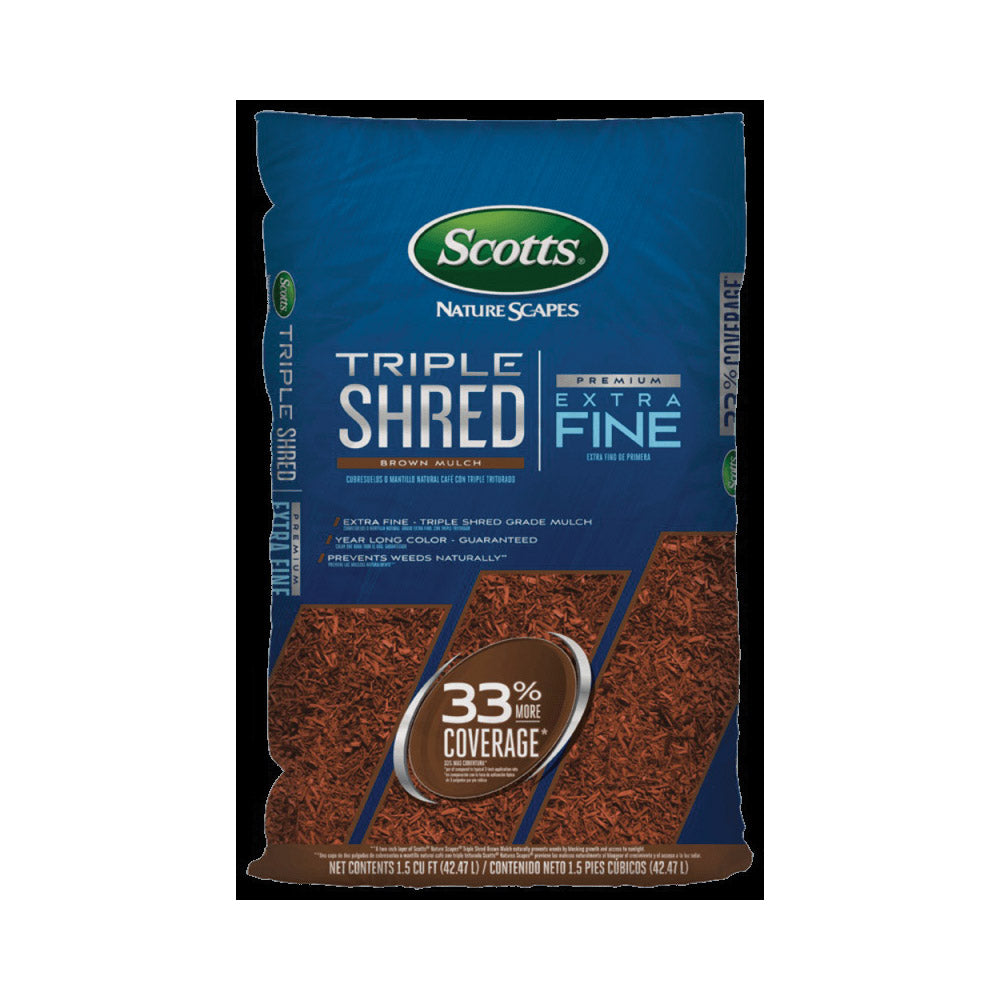 Scotts Nature Scapes 88659410 Triple Shred Mulch, 9 sq-ft Coverage Area, Wood, Brown, 1.5 cu-ft Bag