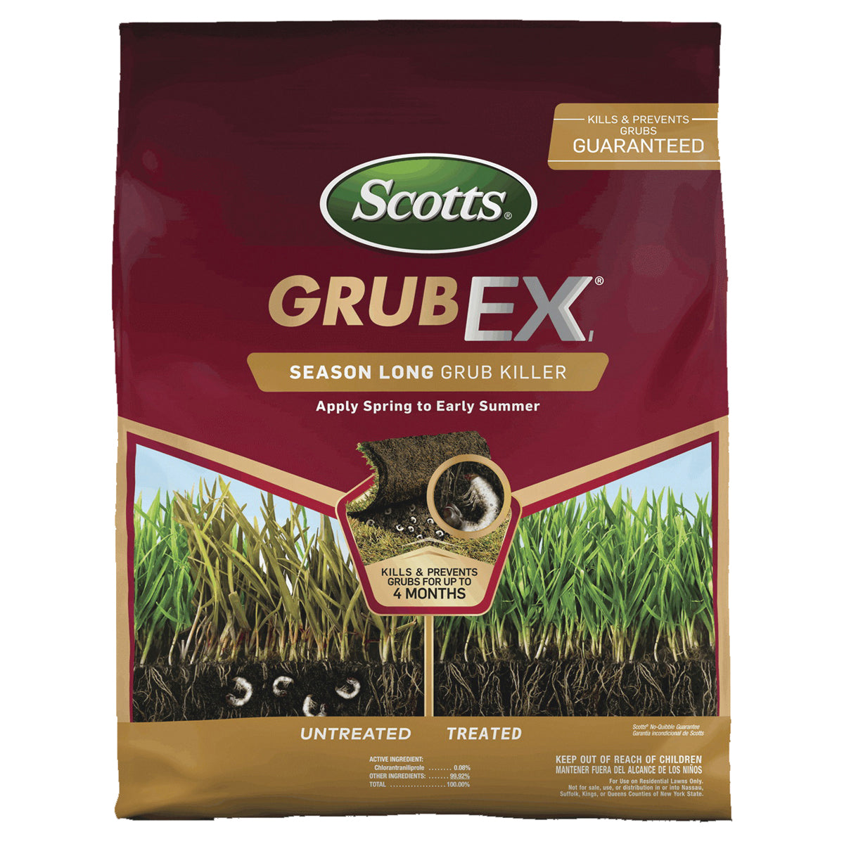 Scotts GrubEx1 99605 Season Long Grub Killer, Solid, Spreader Application, Lawns, 5,000 SQ FT