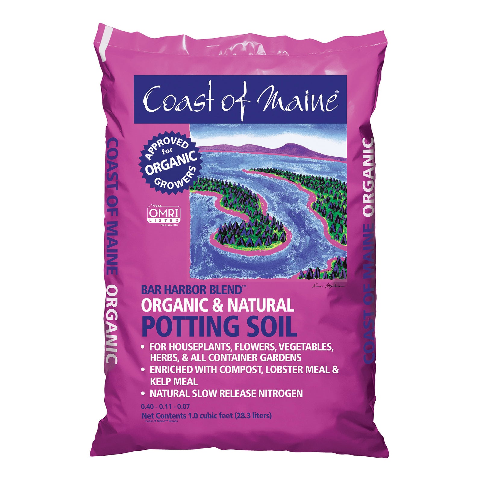 Coast of Maine BH16QT-120 Bar Harbor Blend Organic Potting Soil, 16 qt Bag